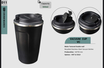 تراول ماگ وکیوم استیل VC با بدنه مات و بافت‌دار مناسب نوشیدنی گرم و سرد