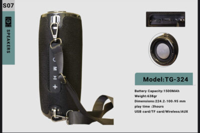 اسپیکر بلوتوثی TG-324 با باتری ۱۵۰۰ میلی‌آمپر، USB، TF و AUX